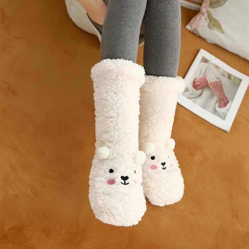 Cozy Plush Animal Slipper Socks Winter Warm Non-Slip Plush Floor Socks